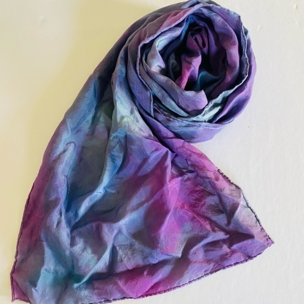 Purple and pink tie dye watercolor scarf